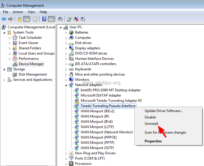 ms teredo tunneling adapter driver